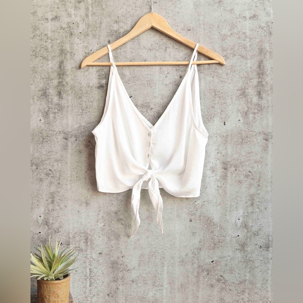 Free People White Tie-Front Camisole